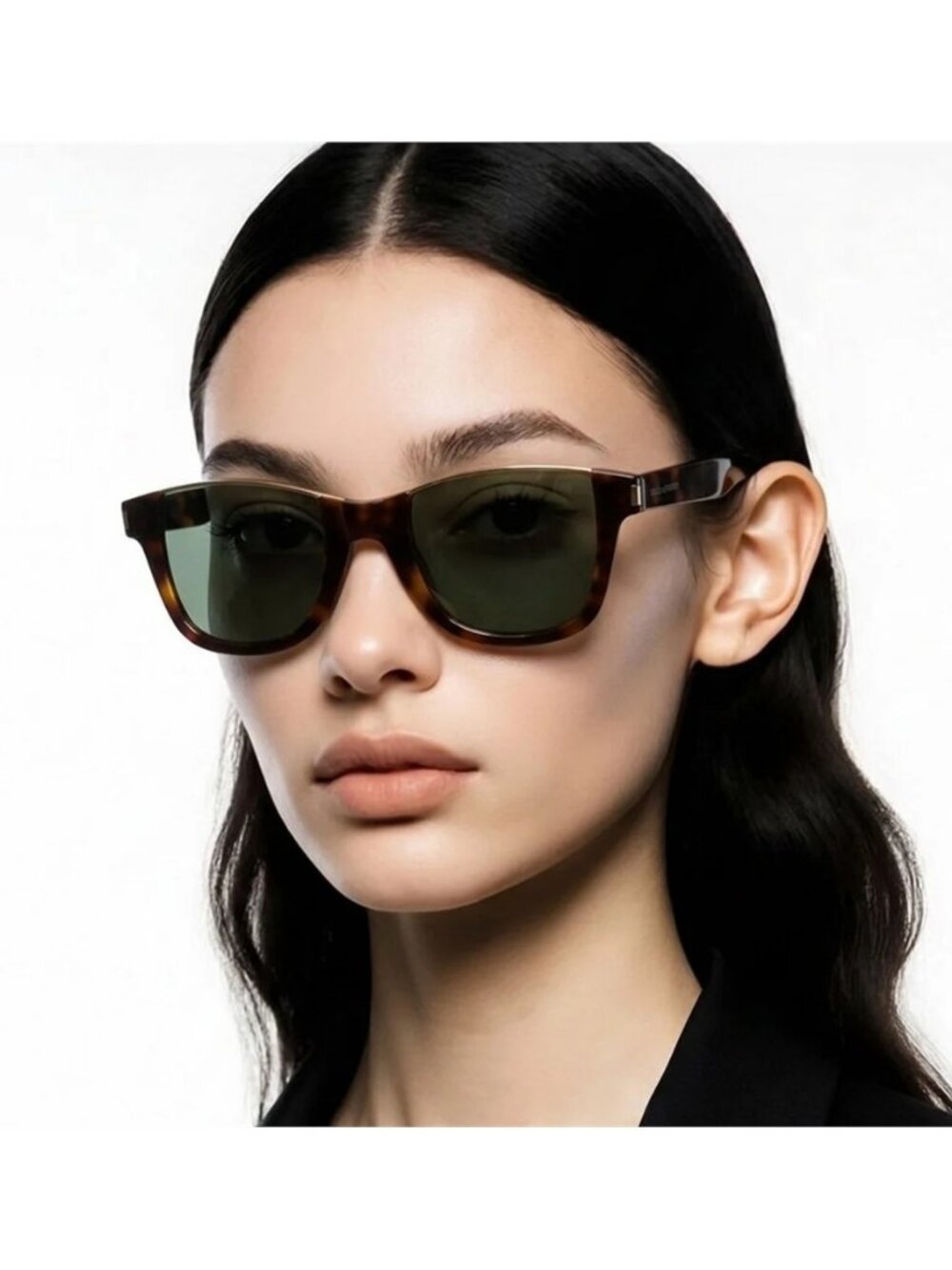 Saint Laurent Tortoise Shell Sunglasses with Green Lenses SL 51 CUT 002